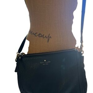 kate spade Black Leather Crossbody with Gold Hardware